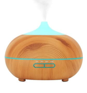 BestDeals Aroma difuzor 400 ml | Ultrazvočni difuzor z LED svetlobo in daljincem – svetlo rjav lesni videz