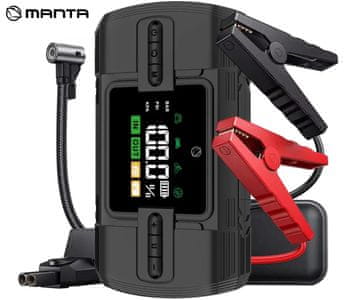 Manta MAJS001AP 4u1 powerbank baterija za punjenje i pokretanje, kompresor, LED, 12000mAh, 150PSI, 12V, USB-C
