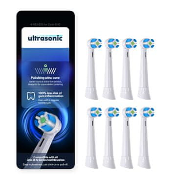 Ultrasonic Ultrasonic glava četkice za Oral-B iO GentleClean seriju, 8 kom, bijeli nastavci