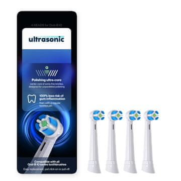 Ultrasonic Ultrasonic glava četkice za Oral-B iO GentleClean seriju, 4 kom, bijeli nastavci