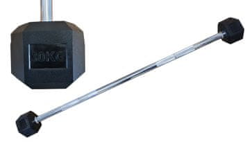 Kubisport Dvoručna šesterokutna HEX bučica 30 kg ravna gumirana
