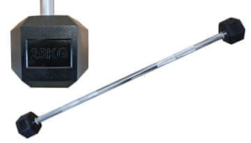 Kubisport Dvoručna šesterokutna HEX bučica 25 kg ravna gumirana