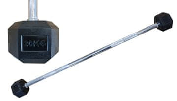 Kubisport Dvoručna šesterokutna HEX bučica 20 kg ravna gumirana