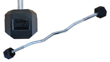 Kubisport Dvoručna šesterokutna HEX bučica 30 kg EZ zakrivljena gumirana