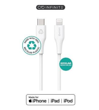 eSTUFF INFINITE kabel USB C-Lightning 2m, bijel blister, 480Mbps, reciklirana plastika