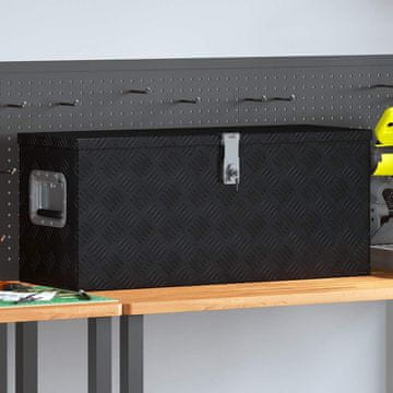 Vidaxl Aluminijska kutija za pohranu, 80 x 30 x 35 cm, crna