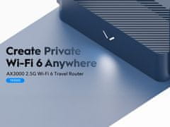 Cudy Bežični ruter TR3000, AX3000, 2.5G, Wi-Fi 6, Mini, VPN, Mesh, USB-C