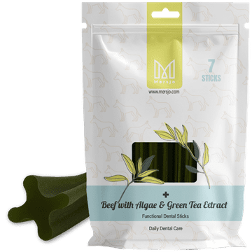 Mersjo Dentalna poslastica za pse - govedina s algama i ekstraktom zelenog čaja (7 štapića)