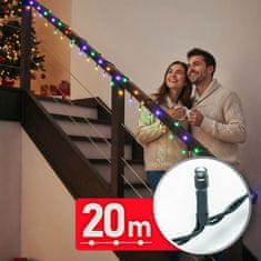 Family Božićna LED svjetla 20 m - višebojna, 400 LED dioda, zeleni kabel, 220-240 V za vanjsku/unutarnju upotrebu