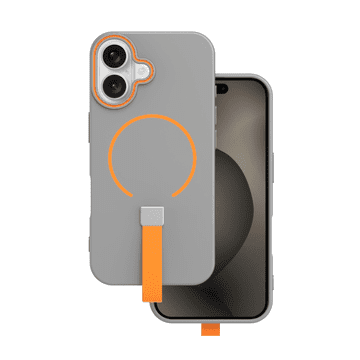 Onasi Mat Liquid silikonska maskica s paščkom z MagSafe za iPhone 17 - sivo-narančasta