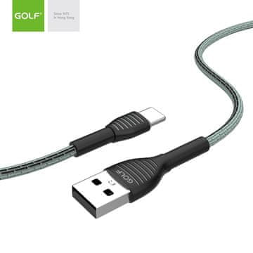 GOLF tekstilni podatkovni kabel USB-C 1 m, 3 A, sivi