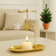 LIVEFY svijećnjak s vrtuljkom Snowflake, zlatni