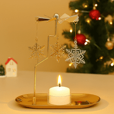 LIVEFY svijećnjak s vrtuljkom Snowflake, zlatni