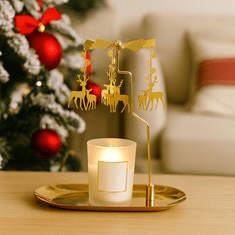 LIVEFY svijećnjak s vrtuljkom Reindeer, zlatni