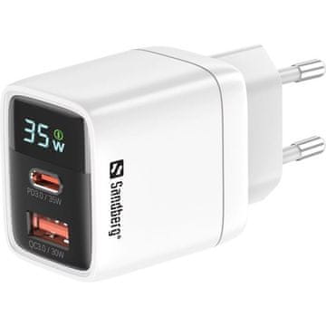 Sandberg 2u1 punjač 1xUSB-C 1xUSB-A PD 35W pametni punjač