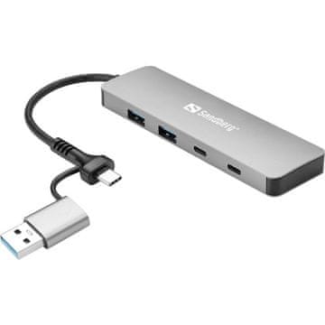 Sandberg USB-C/A v 2x USB-A + 2x USB-C Hub čvorište