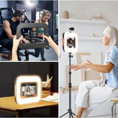 HOME & MARKER® LED prstenasto svjetlo s podesivom svjetlinom i toplinom boje 2500K–8500K, držač za mobitel | LUMIRING