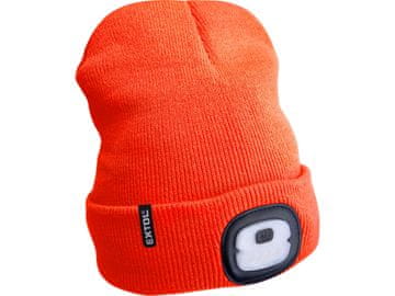 Extol Light LED kapa s svjetiljkom 43455 i prednjom svjetiljkom 4x25lm, USB punjenje, fluorescentno narančasta, ECONOMY, univerzalna veličina