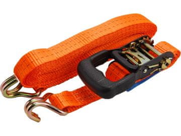 Extol Premium Remen s čegrtaljkom s kukama, 5 m x 35 mm, maks. 2000 kg, čvrstoća trake: 2000 daN pri vezanju, 1000 daN pri zatezanju, PES