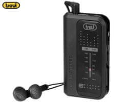 Trevi RA 738 FM mini radio prijemnik + slušalice, kopča za montažu, AUX, crna