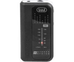 Trevi RA 738 FM mini radio prijemnik + slušalice, kopča za montažu, AUX, crna
