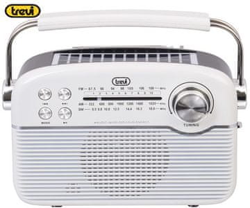 Trevi RA 7F50 BT radijski sprejemnik, polnilna baterija, solarni panel, retro izgled, črno bel