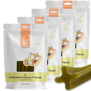 Mersjo Dentalna poslastica za pse Mersjo Dental Sticks - Zec Papaja & Brusnica (28 štapića)