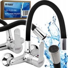 Dexxer FLEX jednoručna zidna kuhinjska slavina s fleksibilnim crijevom od nehrđajućeg čelika