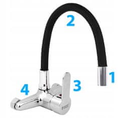 Dexxer FLEX jednoručna zidna kuhinjska slavina s fleksibilnim crijevom od nehrđajućeg čelika