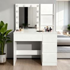 Aga Toaletni stolić s ogledalom i osvjetljenjem Mat bijeli