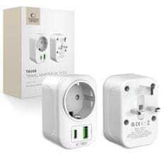Tech-protect TA100 putni adapter UK / EU, bijela