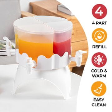 Cool Mango rotirajući dozator za piće za uštedu prostora, 4 odvojive posude, 4 l - Juicy