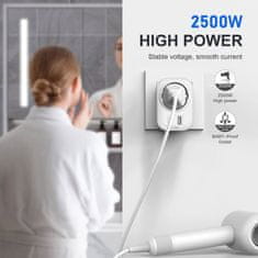 Tech-protect TA100 putni adapter US / EU, bijela