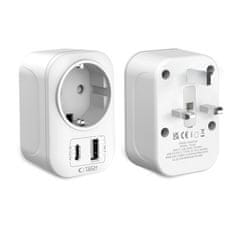 Tech-protect TA100 putni adapter UK / EU, bijela