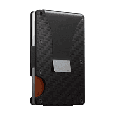 BestDeals Karbonski novčanik za kartice od aluminija sa štipaljkom za novac i RFID zaštitom, karbonski, crna