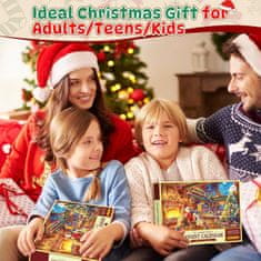 Netscroll Božićni adventski kalendar s puzzlama – 1008 dijelova, 24-dnevno božićno odbrojavanje i slaganje, svaki dan slažete jedan dio slagalice, PuzzleAdvent