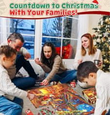 Netscroll Božićni adventski kalendar s puzzlama – 1008 dijelova, 24-dnevno božićno odbrojavanje i slaganje, svaki dan slažete jedan dio slagalice, PuzzleAdvent