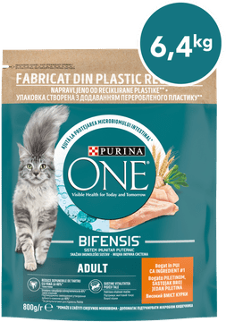 Purina ONE Bifensis Adult suha hrana za odrasle mačke, s piletinom, 8 x 800 g