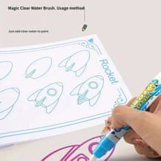 Netscroll Čarobna vodena podloga za crtanje, crtaj-briši, 100×80 cm, valjak, pečati, šablone, knjižica i flomasteri za kreativnu igru bez nereda, DoodleMat