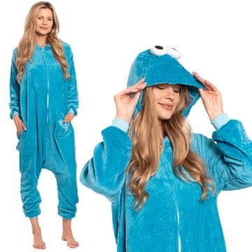 Nikcorp Jednodijelna pidžama Kigurumi Cookie Monster, kostim za odrasle, plava, vel. XL (175-185 cm)
