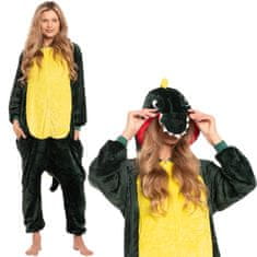 Nikcorp Jednodijelna pidžama kigurumi kostim dinosaura, zelena, unisex, za odrasle, veličina M (155-165 cm)