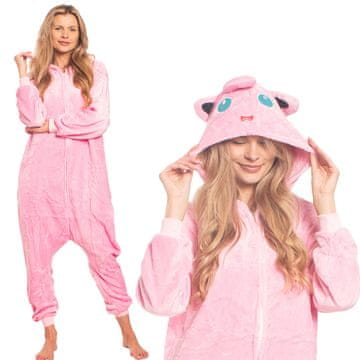 Nikcorp Jednodijelna pidžama kigurumi onesie Jigglypuff Pokemon roza, udoban kostim za spavanje i zabavu, veličina L (165-175 cm)