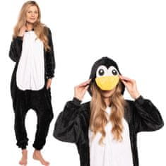 Nikcorp Jednodijelna pidžama kigurumi za odrasle kostim pingvin crni L (165-175 cm)
