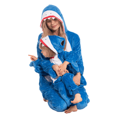 Nikcorp Dječja pidžama Kigurumi morski pas, jednodijelni kostim za spavanje i igru, mekani kombinezon, plava, 115-125 cm