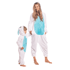 Nikcorp Dječja pidžama Kigurumi jednodijelni kostim zec, mekani kombinezon za spavanje i igru, s kapuljačom, plavi 105-115 cm