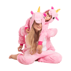 Nikcorp Jednodijelna pidžama kigurumi onesie kostim Pegaz ružičasti za odrasle | Veličina XL (175-185 cm)