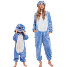 Nikcorp Jednodijelna pidžama kigurumi onesie kostim Stitch plavi za odrasle XL (175-185 cm)