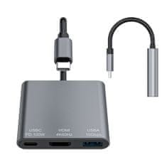MG WHCH-01 HUB adapter - USB-C PD 100W / HDMI 4K / USB 10Gbps siva