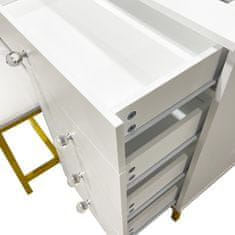 Aga Toaletni stolić s ogledalom i osvjetljenjem + tabure Mat bijeli