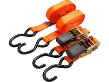 Extol Premium Trake s čegrtaljkom s kukama, set od 2, 5 m x 25 mm, maks. 800 kg, čvrstoća trake: 800 daN pri vezanju, 400 daN pri zatezanju, PES